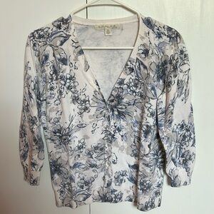 Emaline || Button Up Quarter Sleeve Flower Sweater